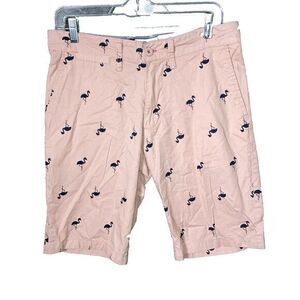Beverly Hills Polo Club Men 30 Relaxed Straight Chino Flamingo Flat Front Shorts